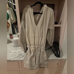 Beige Hooded Romper- Free People
